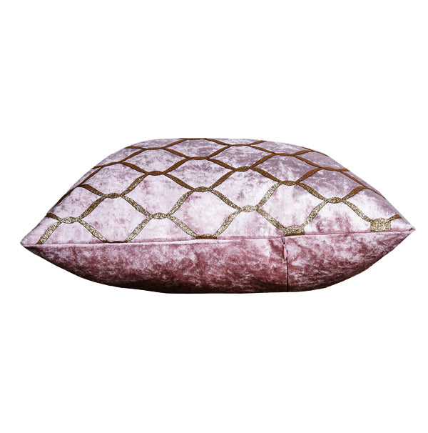 Luxury Velvet Throw Pillow Cover (Blush Pink & Gold Cushion Cover)