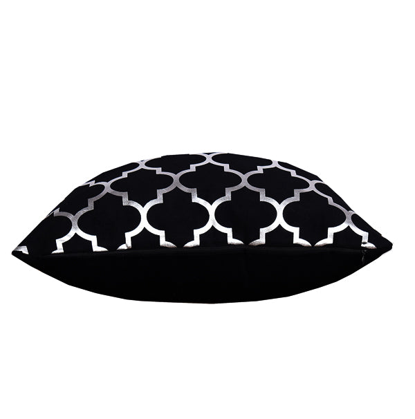 Luxury Velvet Throw Pillow Cover (Black & Silver Cushion Cover)