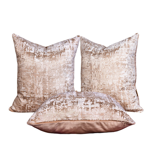 Luxury Patina, Velvet Throw Pillow Cover ( Light Nescafe Cushion Cover)