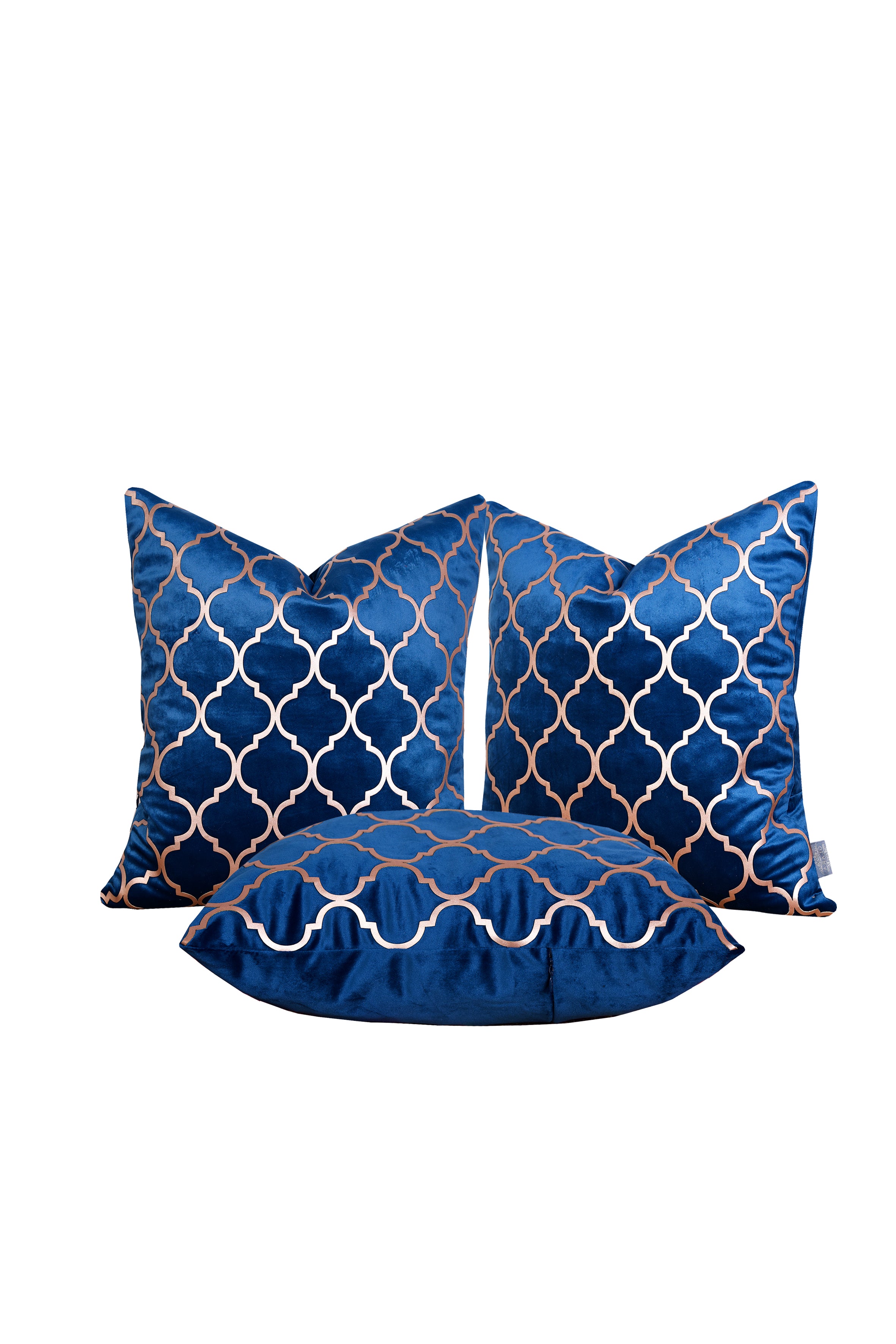 Luxury Velvet Throw Pillow Cover With Gold Accent ( Blue Cushion Cover)