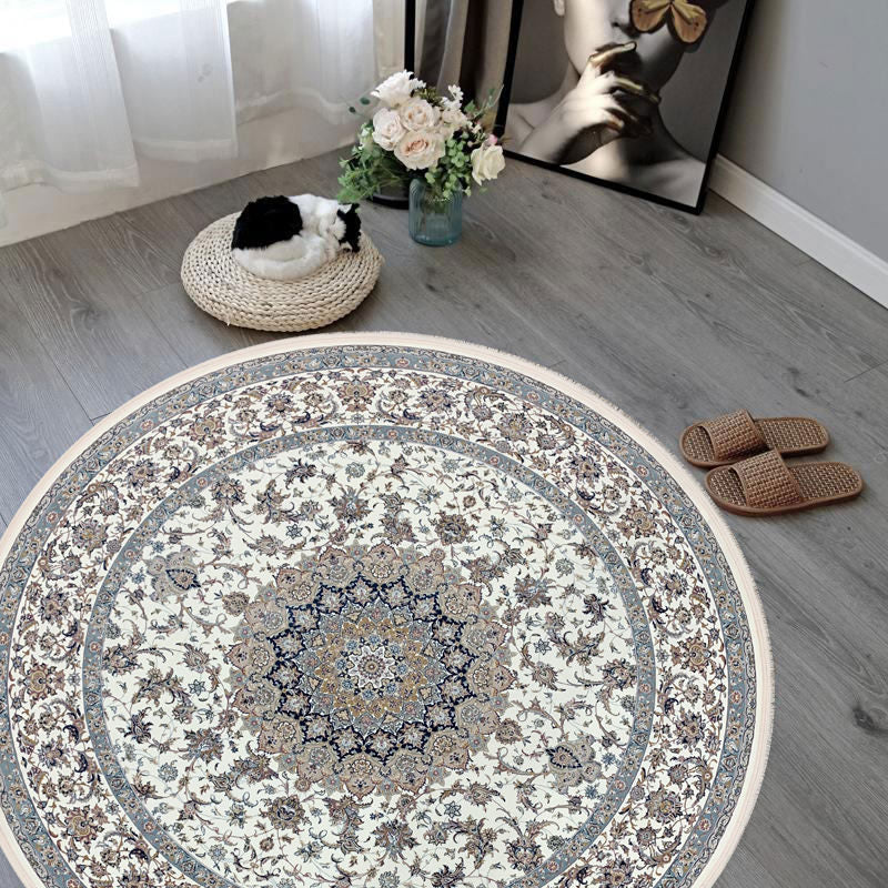 Isfahan White Persian Round Rugs, Best Seller Area Rug