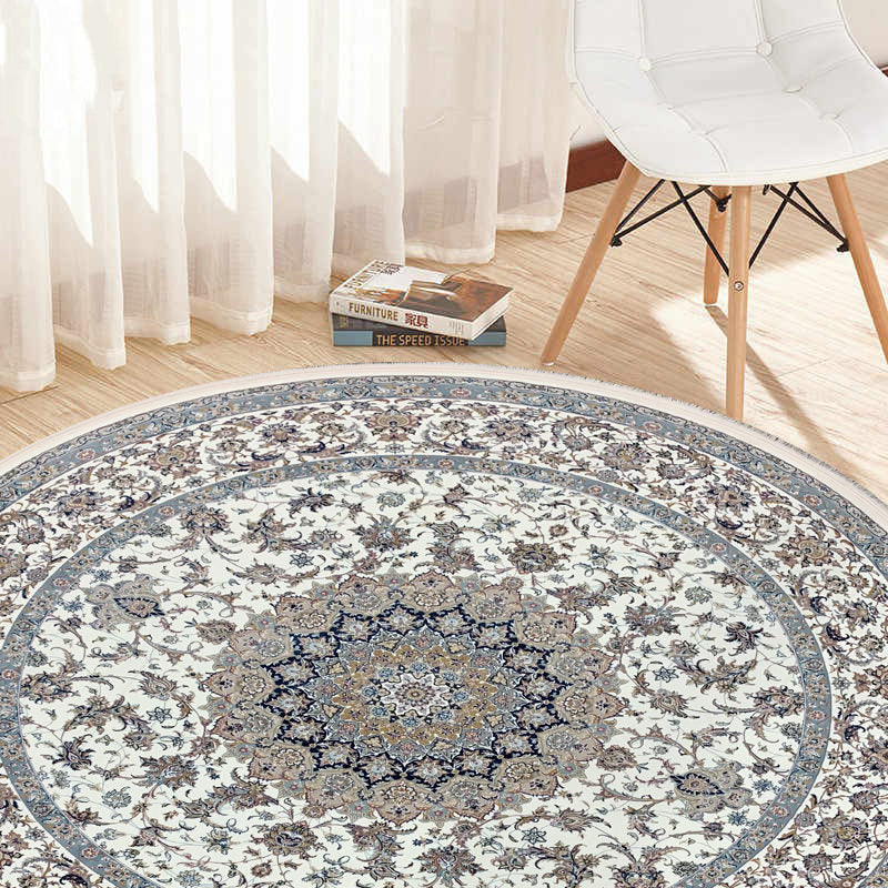 Isfahan White Persian Round Rugs, Best Seller Area Rug