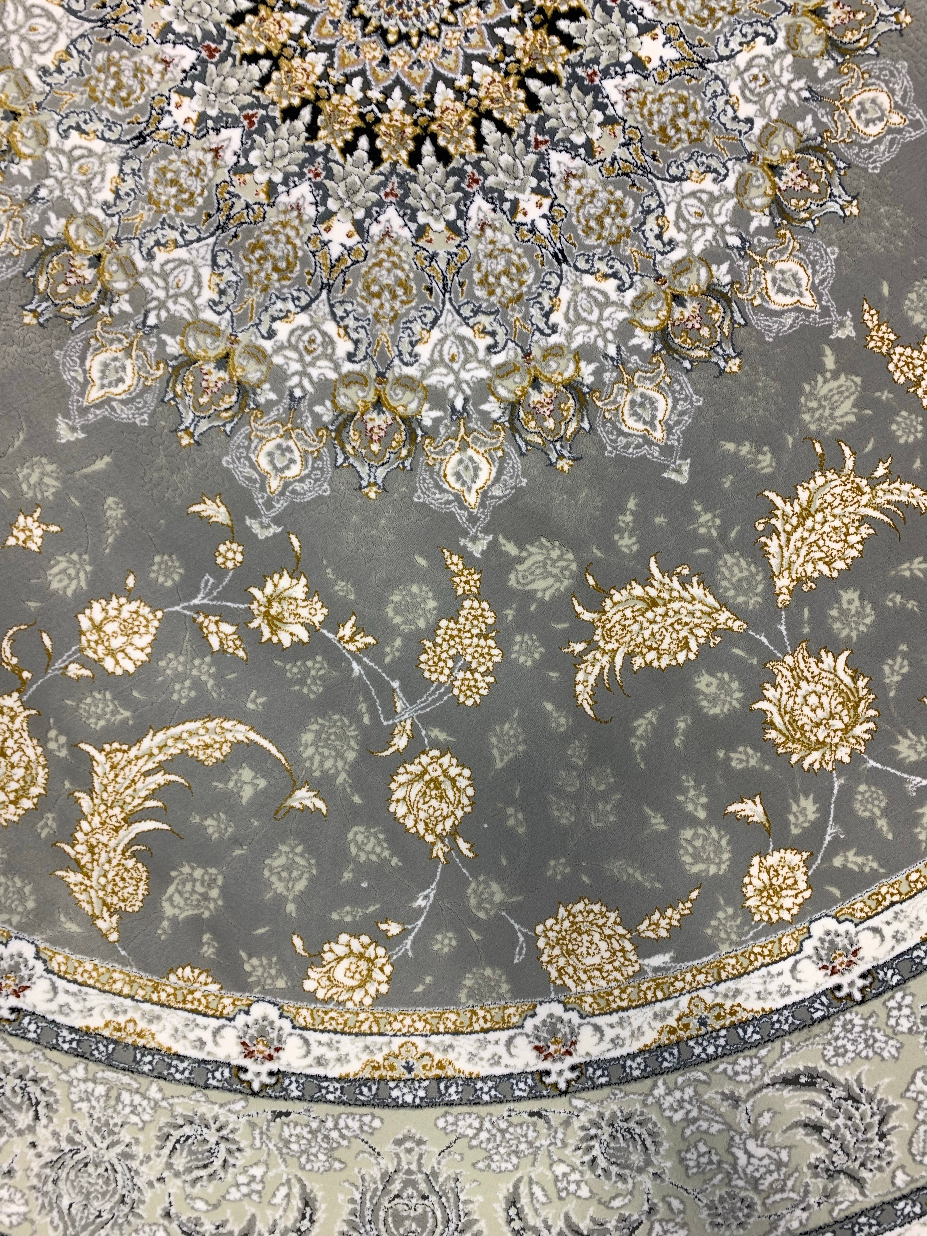 Isfahan Grey Round Rug, Persian Area Rug Store Near Me