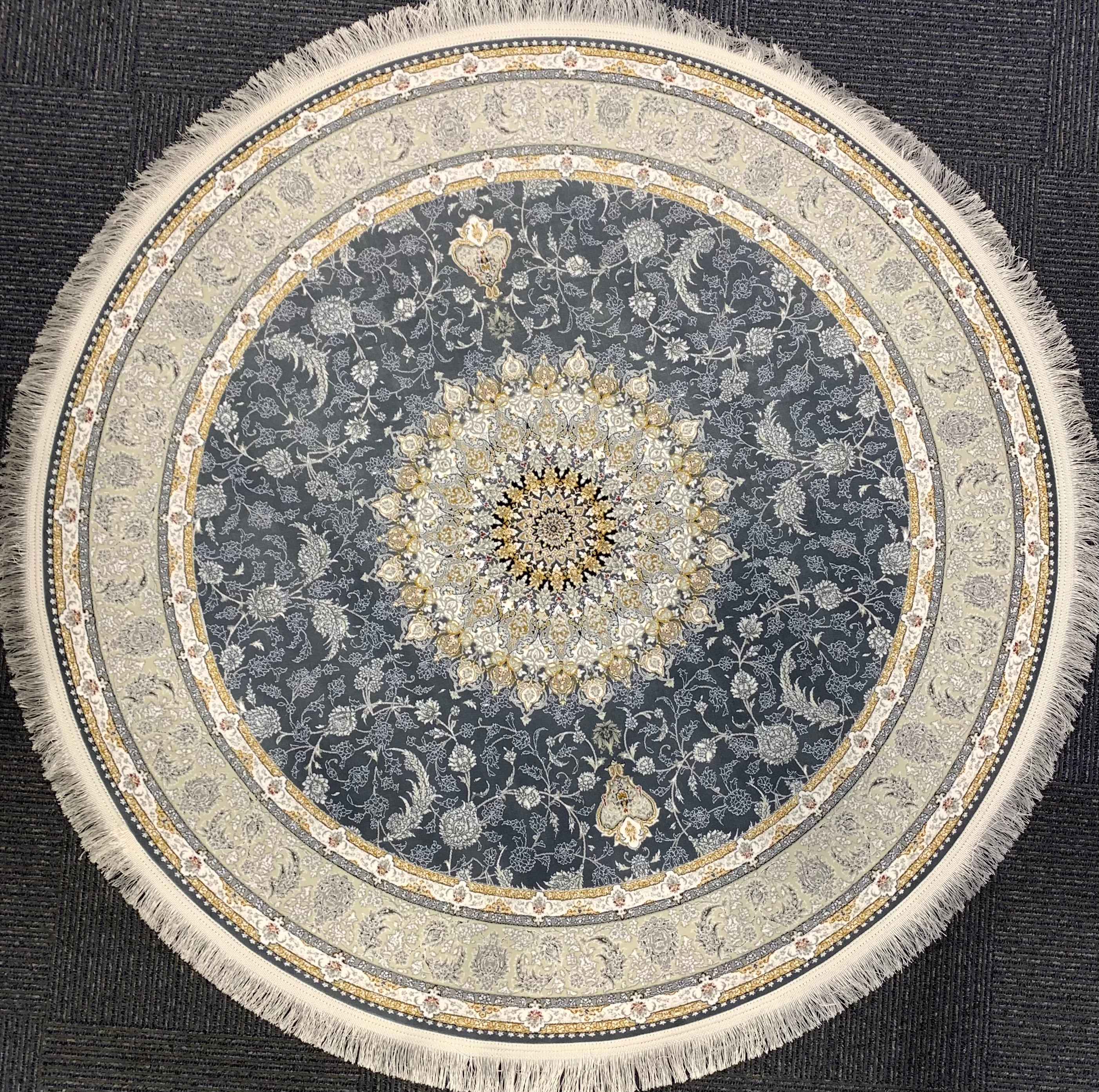 Isfahan Dolphin Round Rug, Quality Persian Round Rugs, Dining Table Area Rug