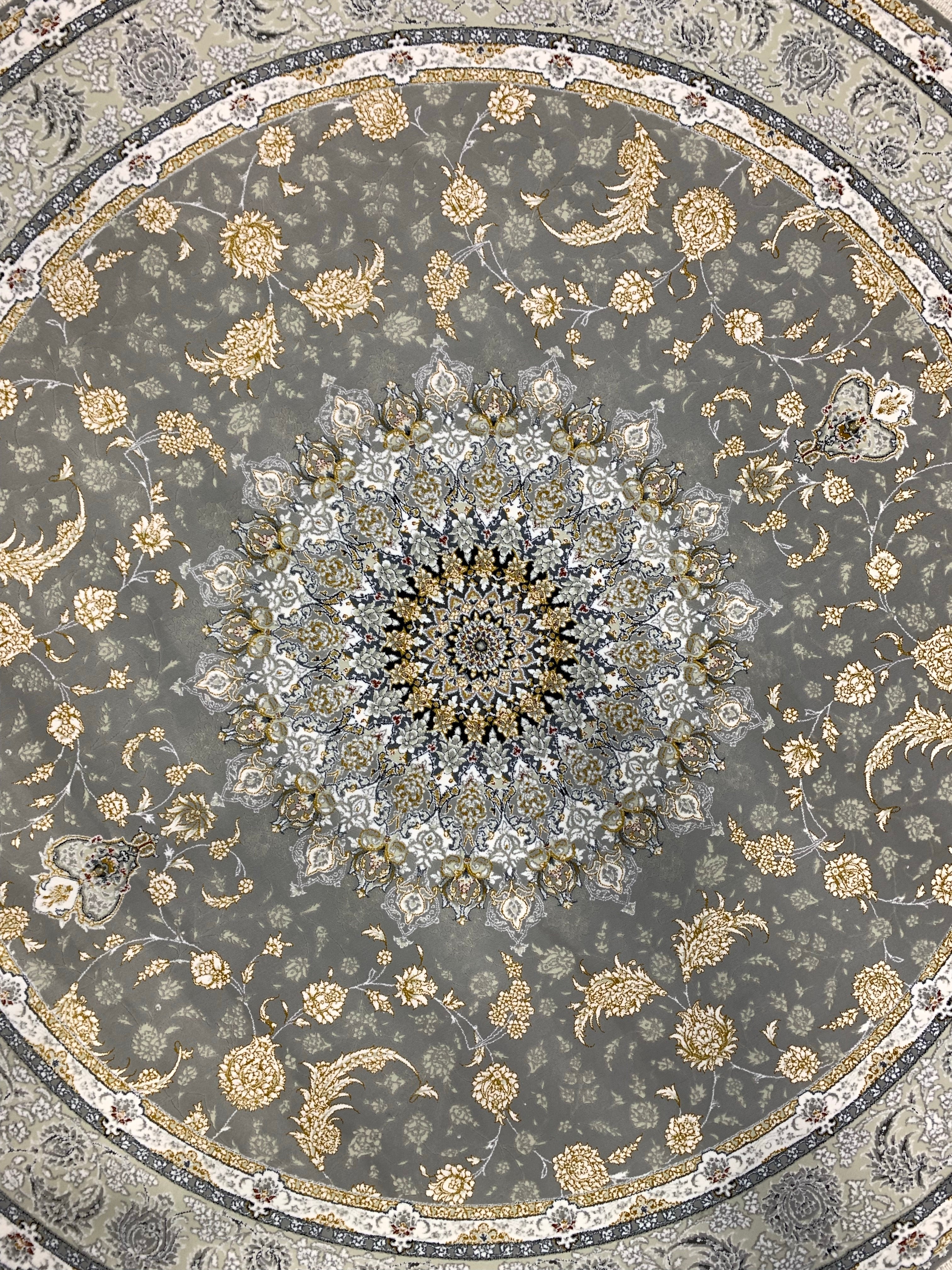 Isfahan Grey Round Rug, Persian Area Rug Store Near Me