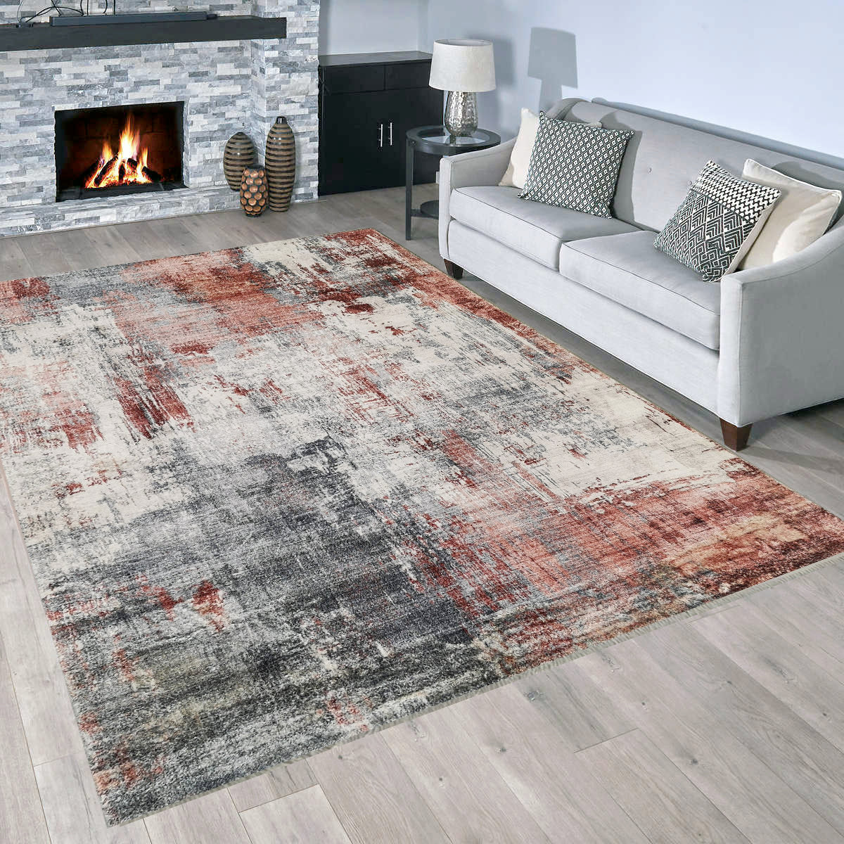 Valencia Red Abstract Rug